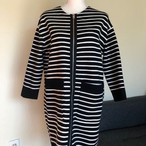 Full Zip Striped Cardigan Coat